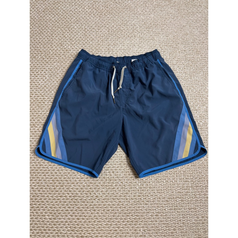 Fair Harbor Mens Navy Blue Side Stripe BreezeKnit Liner Board Shorts Size S
